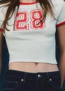 Crop Top - White & Red