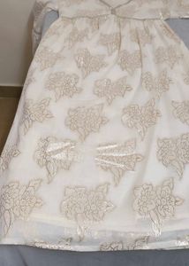 FREE Offer Embellished Off White Kurta With Lining