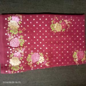 Pink Printed Saree No Blouse