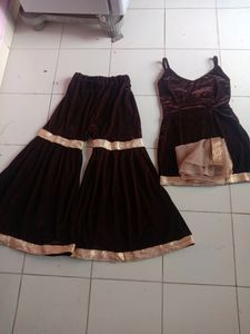 Brown Colour velvet Sharara Suit With Dupatta