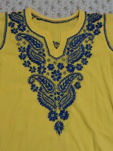 Yellow Embroidered Tunic Top