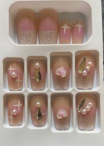 Pink Glitter Press-On Nails