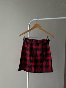 RED CHECKED MINI SKIRT DIVIDED BY H&amp;M