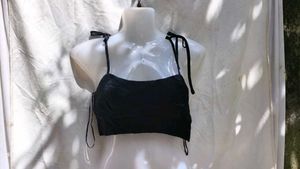 379. Black Tie-Strap Crop Top