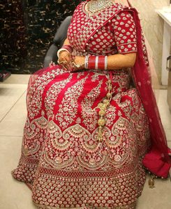 Hot Pink Heavy Embroidered Bridal Lehenga
