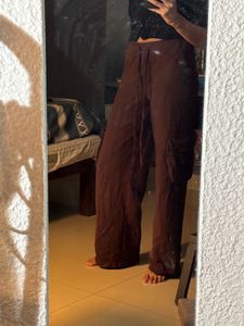 Brown Wide Leg Cargo Pants Xs