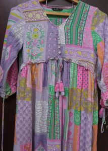 Patchwork Print Maxi Dress