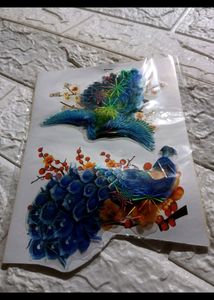 Cute Butterfly Sticker 🦋 And Peacock 🦚1set =4pic