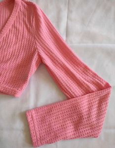 Pink Long Sleeve Shein Crop Top