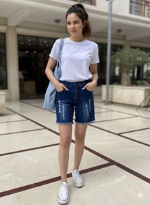 Distressed Denim Shorts