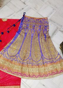 Jodhpuri Lehnga Choli Purple  Red Net Duppata