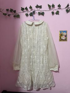 Elegant White Sheer Sleeve Dress