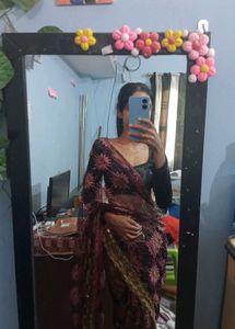Black Net Saree