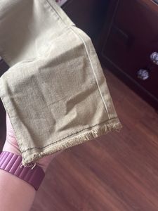 Olive Green Embroidered Jeans