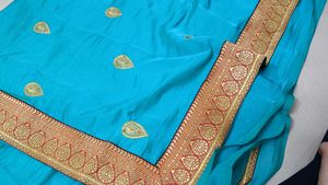 Elegant Blue Embroidered Saree