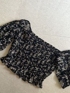 Floral Black Top