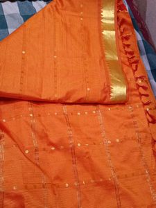 Orange &amp; Gold Sari Traditional Saree