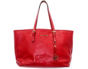 Michael Kors Red Leather Tote Bag