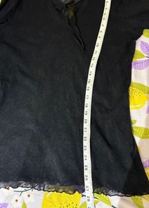 Front Tie Beautiful Black Mesh Top