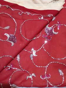 Red Embroidered Saree
