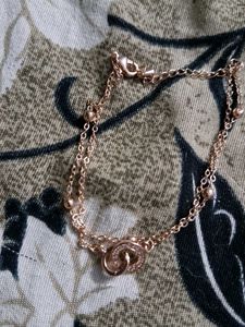 Two Layered Necklace With Bracelet And Earrings