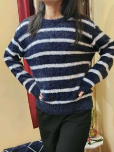 Dark blue and white stripped Cozy Sweater