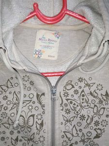 Grey Heart Print Zip-Up Hoodie