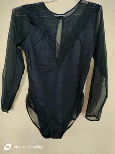 Black Sheer Long Sleeve Bodysuit