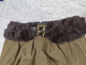 Y2k Fur And Buckle Detail Pocketed Mini Skirt