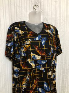 Black Printed Short Sleeve Tops
