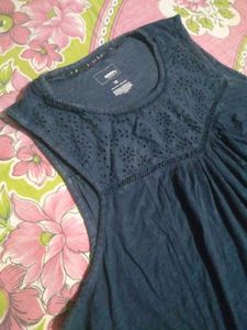 Navy Eyelet Tank Top