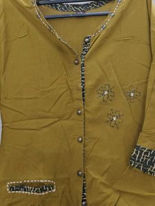 Olive Green Embroidered Kurta