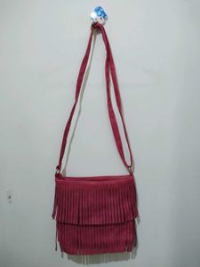 Hot pink Fringe Sling Bag