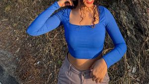Sweetheart Neck Blue Full Sleeves Top