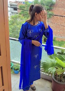 Today Trending Bow Suite Dupptta Kamiz Trouser
