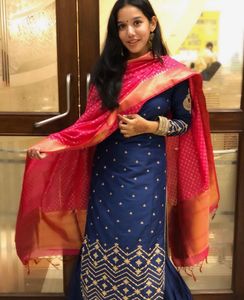 Elegant Blue & Pink Kurta Set
