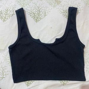 Black Ribbed Tank Top