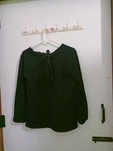 Black Long Sleeve Top with Tie Back