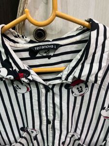 Mickey Mouse Striped Button-Up