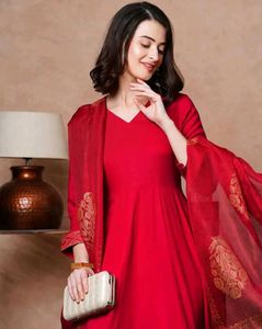 Red Colour Anarkali Kurta Set