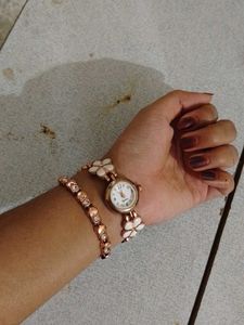 Rose Gold Flower Watch &amp; Bracelet Set