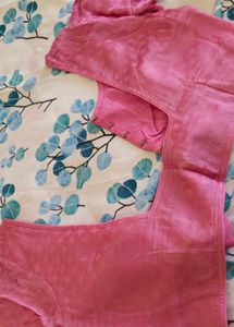 Pink Reshami Saree With Blouse