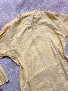 Yellow Striped Kurta Set with bottoms (women's)