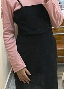 Black Cami Dress with Pearl Top