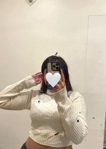 turtle neck off white cropped sweater