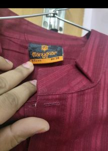 Manyawar Branded Red Striped Kurta Shirt