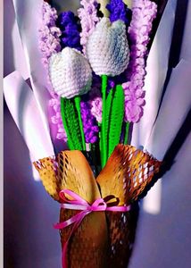 Crochet Tulip And  Lavender Flower Bouquet