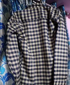 Blue &amp; Beige Checkered Flannel Shirt