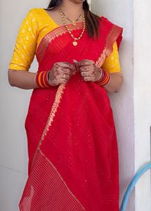 Sequence Work Chinon Silk Saree