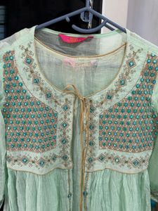 Mint Green Embroidered Kurta Dress